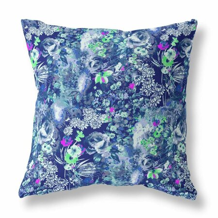 PALACEDESIGNS 18 in. Springtime Indoor & Outdoor Throw Pillow Purple & Blue PA3107103